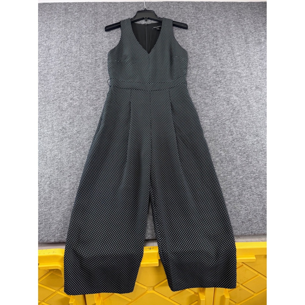 Banana Republic Black Polka Dot Wide Leg Sleeveless Jumpsuit Size 0 with Pockets